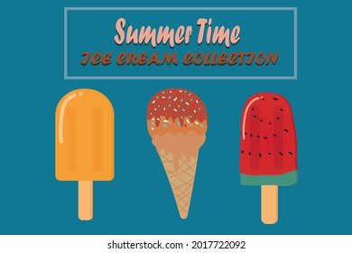 Summer time ice cream collection, summer festival concept