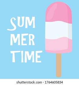 Summer time ice cream design. Summer label. Vector illustration.