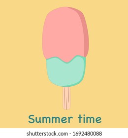 Sommerzeit, Eiscreme für die Sommersaison. Pastellfarbener Eis-Hintergrund. Eiscreme-Objekt.