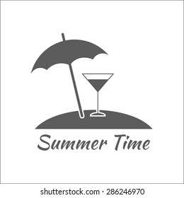Summer time icon the cocktail under umbrella