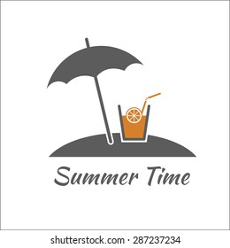 Summer time icon the juice under umbrella