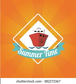 summer time icon over orange color 