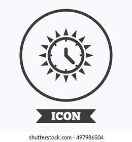 Summer Time Icon. Sunny Day Sign. Daylight Saving Time Symbol. Graphic Design Element. Flat Symbol In Circle Button. Vector