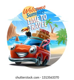 summer time illustration banner for travel