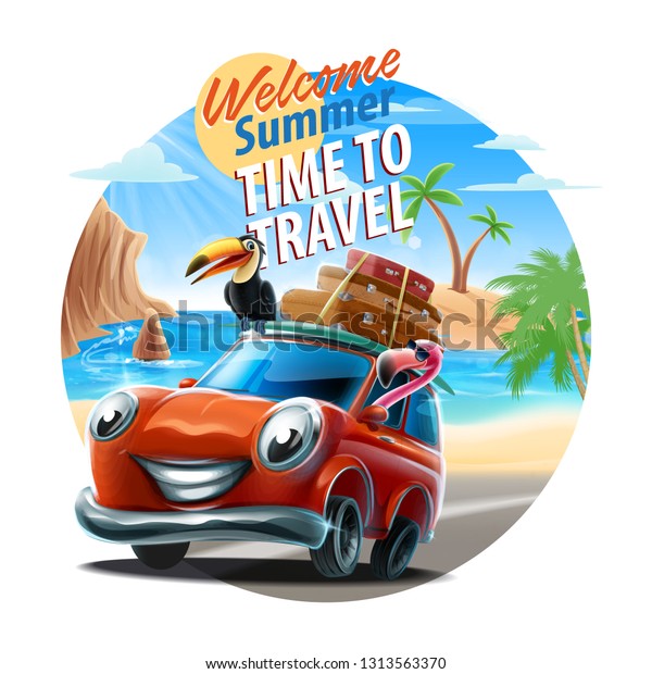 summer time\
illustration banner for\
travel