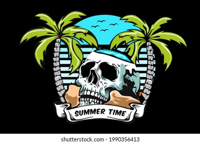 summer time illustration design with skull