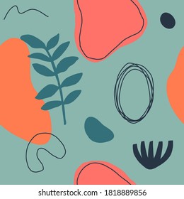 Summer time illustration. Exotic jungle plants illustration in vector. Seamless tropical pattern with jungle leaves and palm fronds.