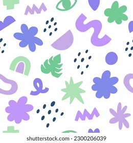 Summer time illustration. Exotic jungle  plants illustration in vector. Seamless tropical pattern with jungle leaves and palm fronds.