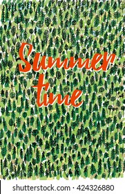 Summer Time Illustration. Forest. Vector background
