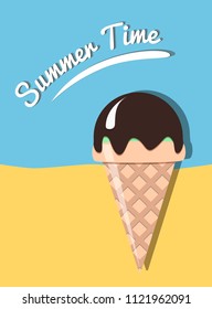Summer time illustration with ice cream. Vector