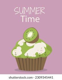 Summer Time Illustration with Kiwi Muffin