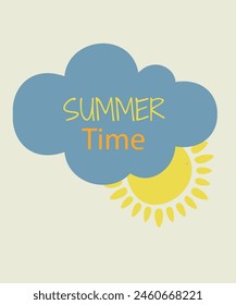 Ilustración de verano con sol y nube