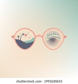 Summer time illustration with sunglasses