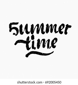 Summer time. Ink hand lettering. Modern brush calligraphy. Handwritten phrase. Inspiration graphic design typography element. Rough simple vector sign.