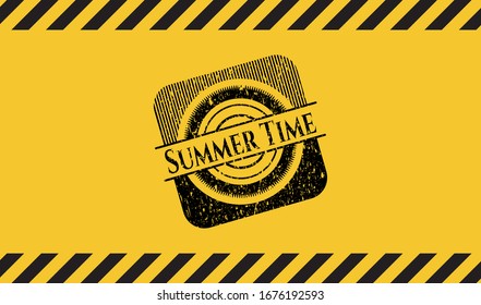 Summer Time inside warning sign, black grunge emblem. Vector Illustration. Detailed.