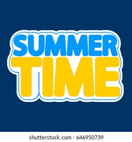 Summer Time, isolated sticker, words design template, vector illustration