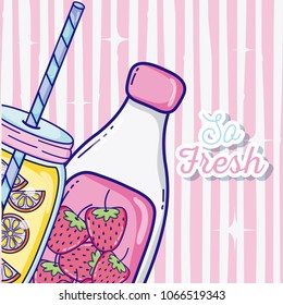 Summer time juice cartoon