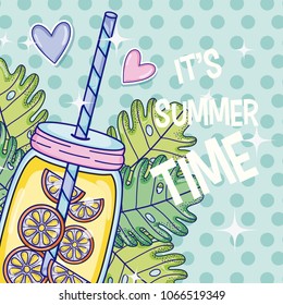 Summer time juice cartoon