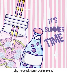 Summer time juice cartoon