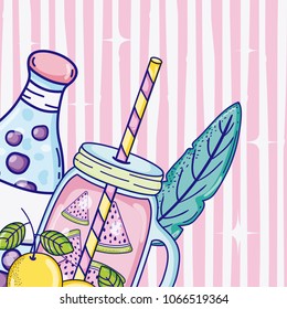 Summer time juice cartoon