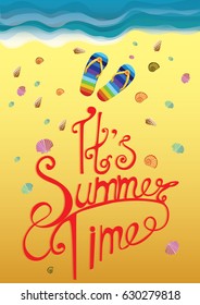 summer, time, label, vector, sea, beach