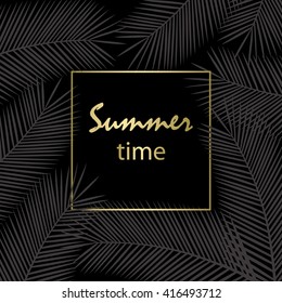 Summer time. Leaves palm background. Palm leaf. Vector illustration.