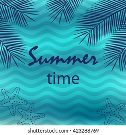 Summer time. Leaves palm background. Palm leaf. Vector illustration.