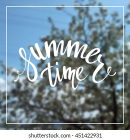 Summer Time Lettering Design. Summer card or poster template.
