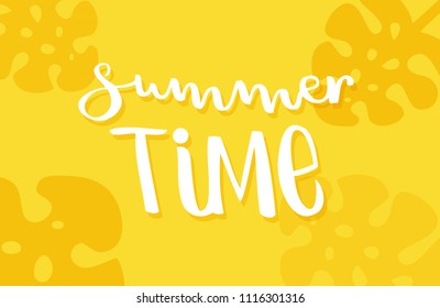 Summer time lettering. Vector illustration, flat design