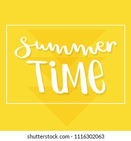 Summer time lettering. Vector illustration, flat design
