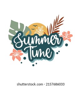 Summer time lettering vector illustration