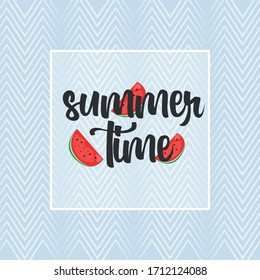 Summer time lettering vector logo illusrtation
