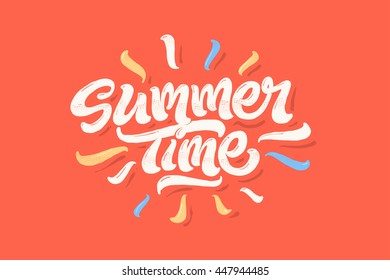 Summer Time Lettering Vector Logo Illusrtation