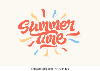 Summer Time Lettering Vector Logo Illusrtation