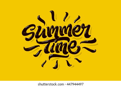 Summer Time Lettering Vector Logo Illusrtation