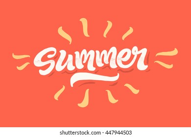 Summer time lettering vector logo illusrtation