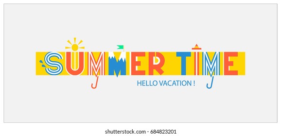 Summer time lettering vector logo illusrtation.