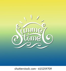 Summer Time Letttering vector logo illusrtation, Hand drawn typographic design