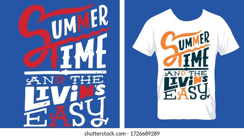 summer time livin easy slogan print shirt design template