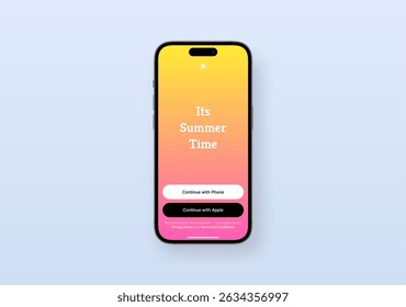 Summer time login app mobile UI