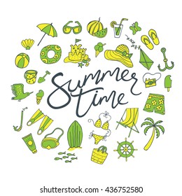 Summer time. Logo design for banner, poster, flyer, cover, brochure.