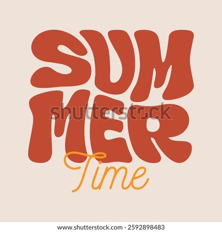 Summer time logo, sticker, label design with cool typography vector illustration. Beach vibes summer greeting card, banner, sticker, label, tags. Retro lettering for summer holiday celebration.