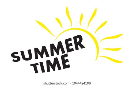 Summer time logo with sun, vector art illustration.