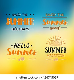 Summer Time logo Templates. Isolated Typographic Design Label. Summer Holidays lettering for invitation, greeting card, prints and posters. Enjoy The Beach party
