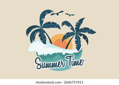 Summer time logo vector illustration