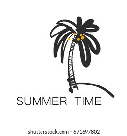 Summer time logo vector with palm.