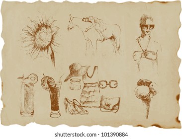 summer time and love collection (no.1) - hand drawn pictures