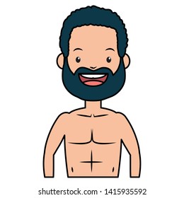 summer time man character shirtless vector illustration