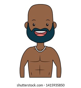 summer time man character shirtless vector illustration