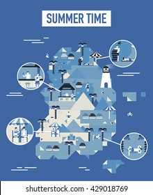 summer time map vector illustration